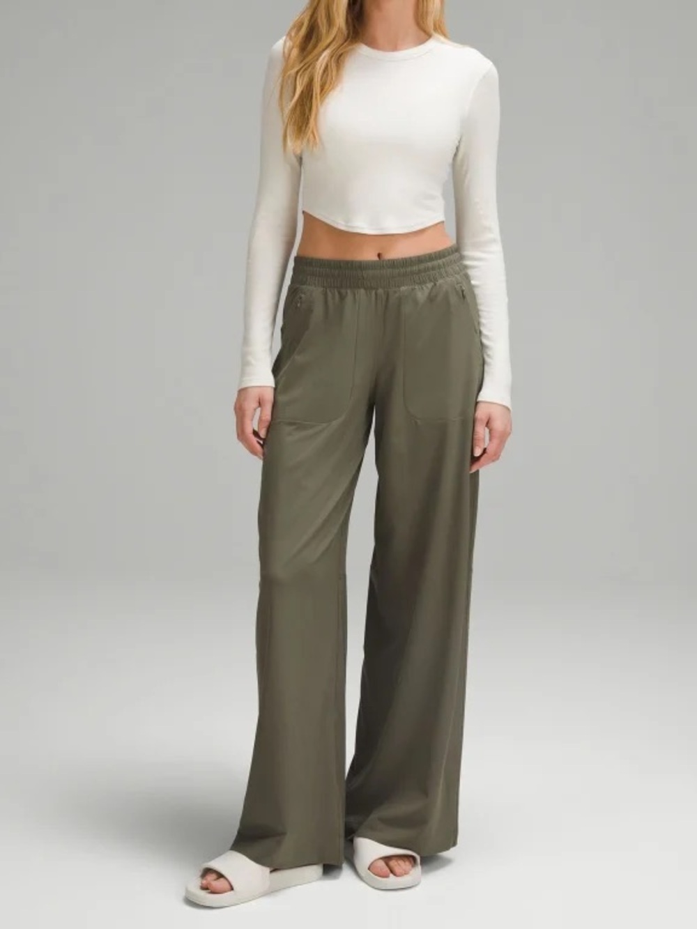 NWT Lululemon Swift Wide-Leg Mid-Rise Pant - Army Greeb